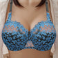 Rose Red floral lace full coverage bra showing the full coverage cup and scalloped lace edge