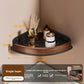Triangular corner shelf shown from the side with the no drill mounting plate
