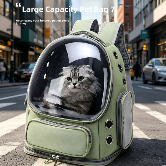 Transparent Bubble Pet Carrier Backpack with Side Vents and Pockets, 15 L
