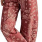 Floral Print Denim Wide Leg Trousers
