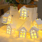 Wooden house LED string lights, White House Large design, option image for 1.5 m, 10 lamps, USB