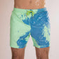 Color-changing swim shorts in natural light showing the true shade