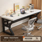 White top desk with a black frame and desk accessories, Black Frame Cream White, 80x50x75cm