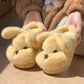Yellow puppy plush slippers with floppy ears and a dark nose, size 40-41 option