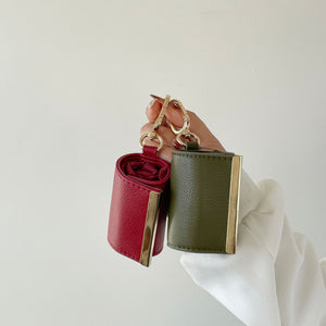 Mini tote keychain pouch clipped to a keyring