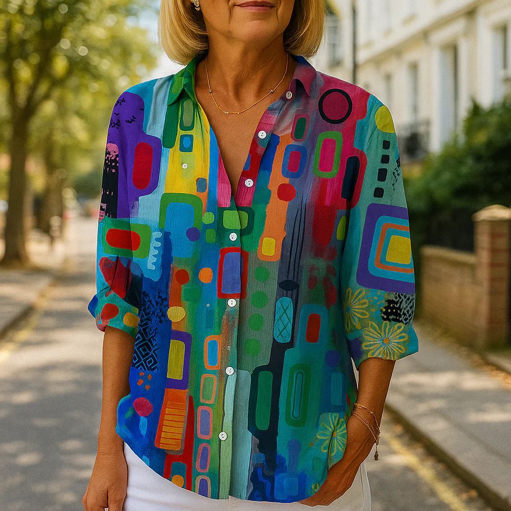 Long Sleeve Floral Print Shirt | angled lifestyle styling shot
