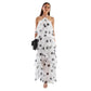 Orange floral tiered chiffon maxi dress shown full length