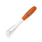 Digital food thermometer with LCD screen and stainless steel probe on a light background