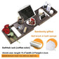 Coffee brown bathtub caddy tray with a tablet, a glass of wine, fruit, a candle and roses, option Coffee Brown