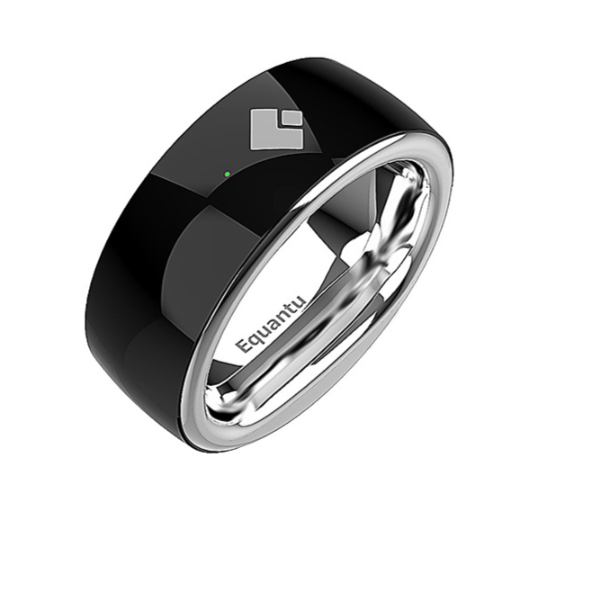 Front view of the black smart counter ring and face button