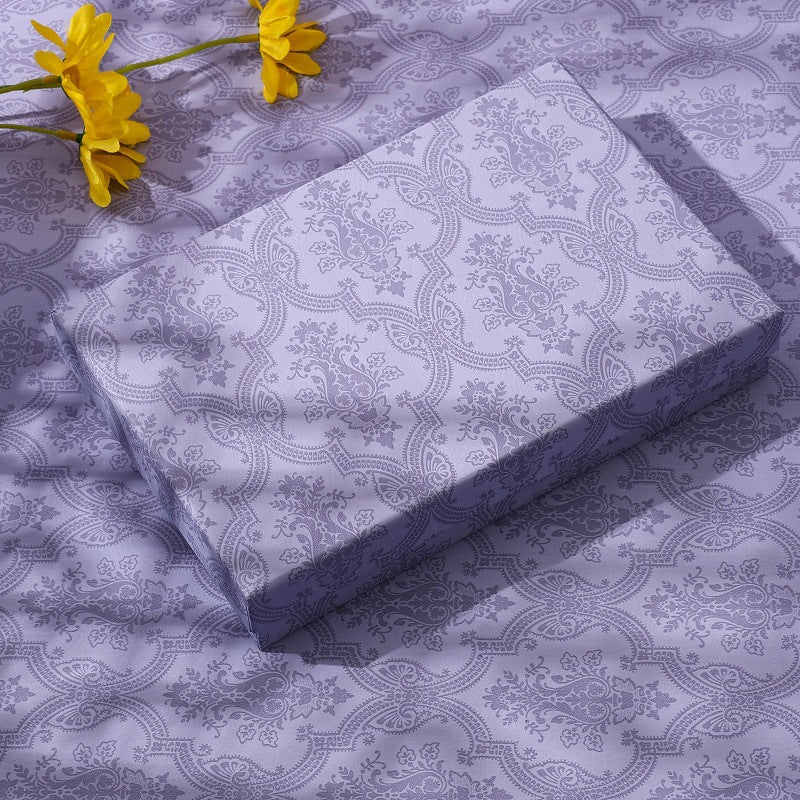 Purple damask gift box with Heaven and Earth lid, no bow, model #1, inner 23x15x4 cm