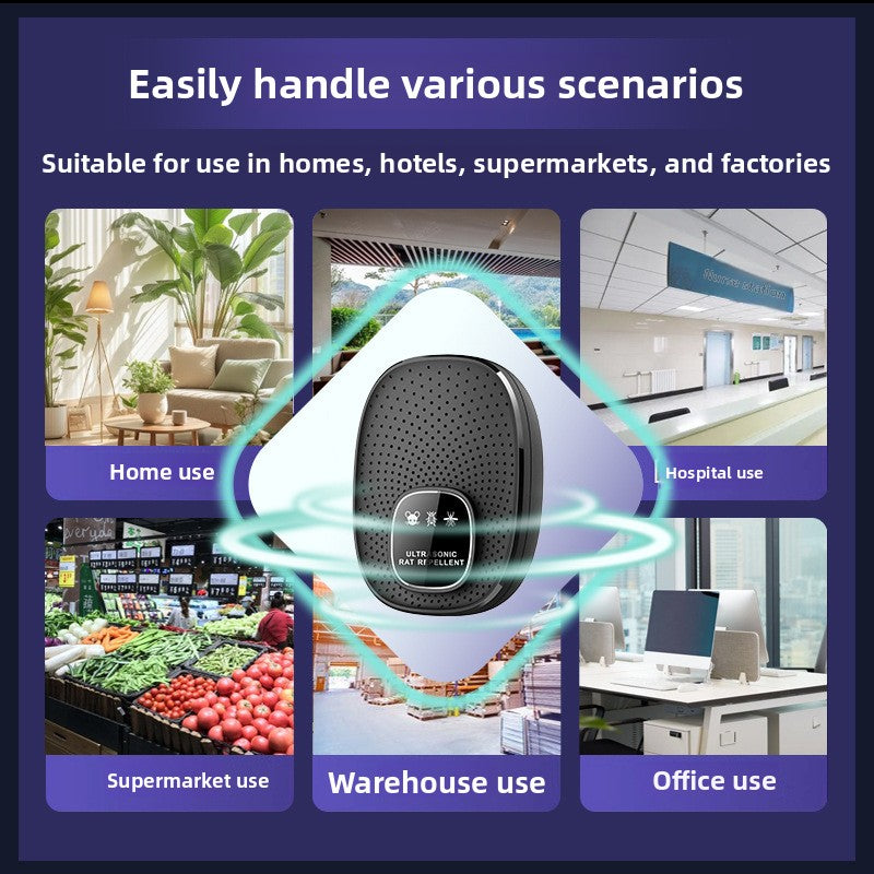 White ultrasonic pest repeller plugged into a wall socket