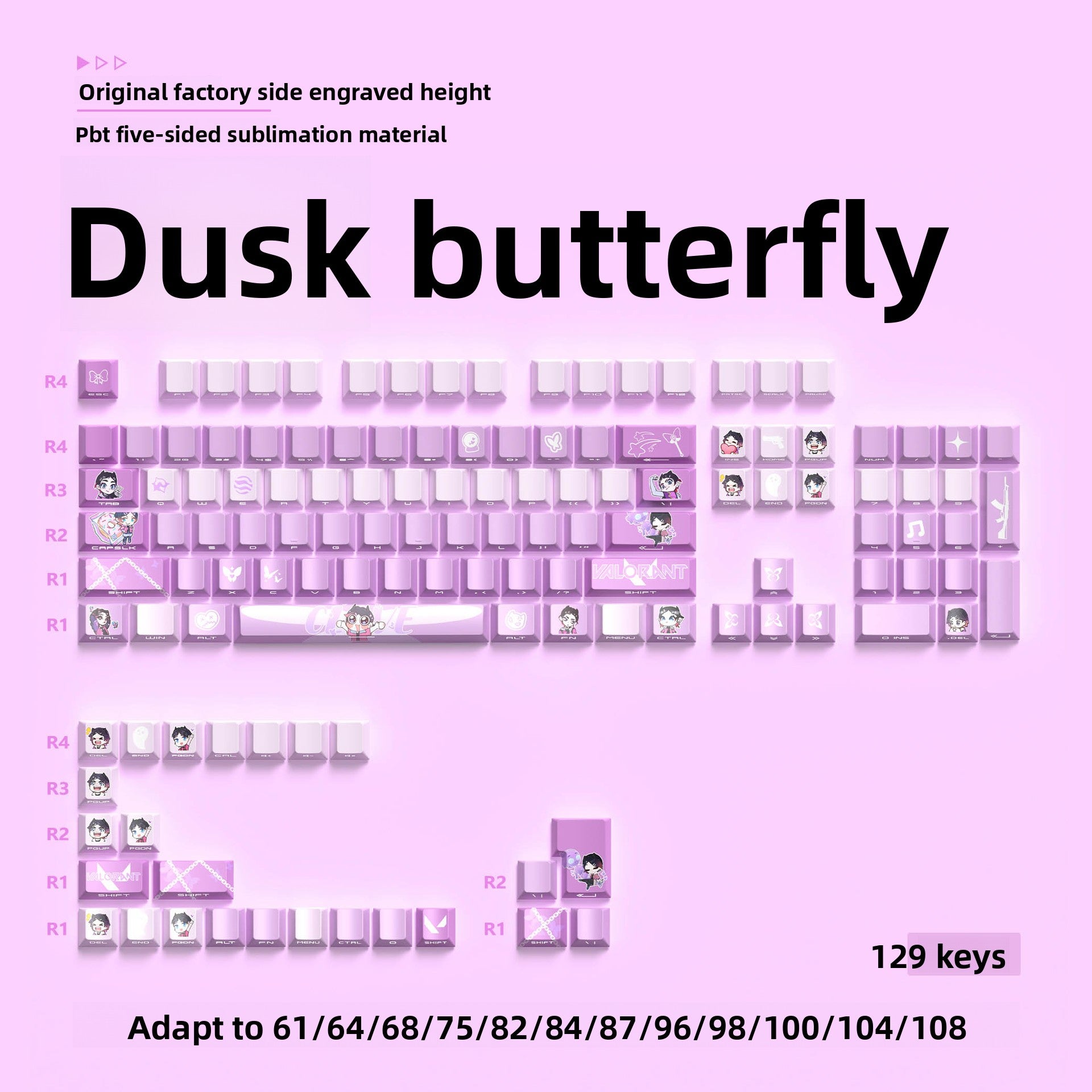 Detail of the side-engraved artwork on a single anime keycap