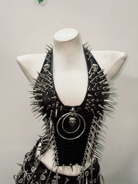 Punk vest with suspenders