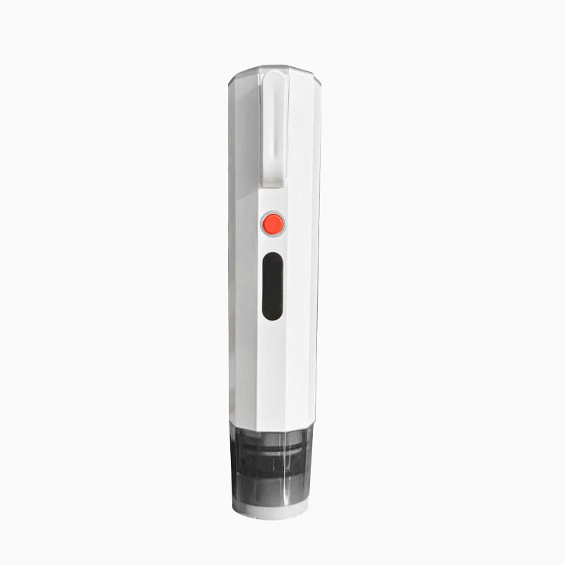 White handheld vacuum sealer with a red button