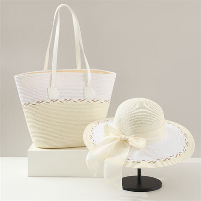 Bow Design Sun Hat and Bag Set | front view product shot