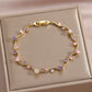 Zircon Gold Plated Leaf Design