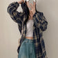 Loose Fit Hooded Plaid Shirt