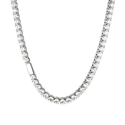316 Stainless Steel Tennis Necklace with Zirconia