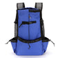 Blue dog carrier backpack detail of drawstring collar and top opening