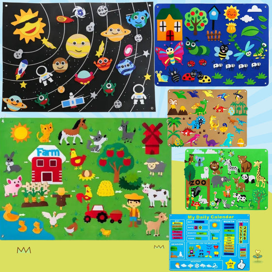 Childrens Felt Story Board Wall Set with Themed Felt Pieces