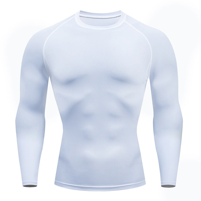 White tight-fit long sleeve training shirt with raglan sleeves, option photo for size L