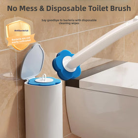 Disposable Toilet Brush System with Replaceable Flower Shaped Sponge Heads