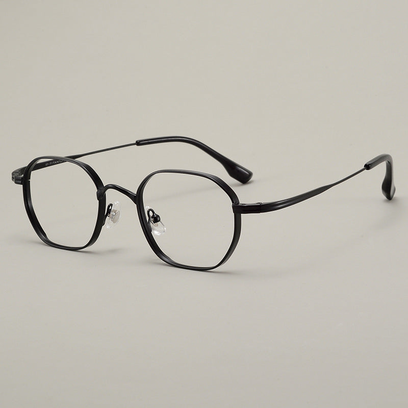 Titanium eyeglasses frame seen at an everyday angle showing the temple arms