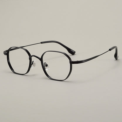 Titanium eyeglasses frame seen at an everyday angle showing the temple arms