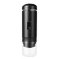 White portable single serve espresso maker with the clear coffee cup attached at the base