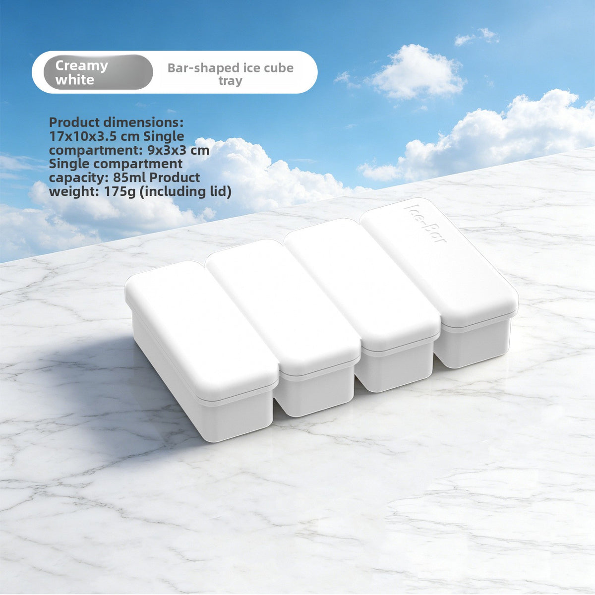 Flexible platinum silicone ice cube tray with a sealing lid for portioning purees