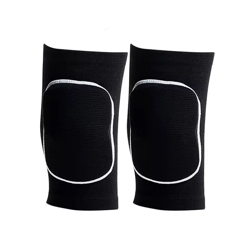 Black with white edge dance knee pads with sponge pad, pair on white background, size L variant