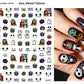 Self adhesive vinyl nail decals with grinning skull and pumpkin art