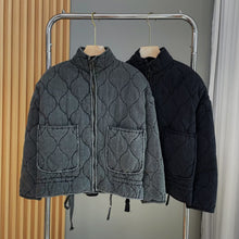 Stand Collar Zippered Long Sleeve Cotton Jacket
