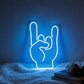 LED neon wall light sign, lit above a bed