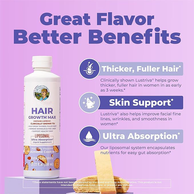 Hair growth supplement label with net content and shelf life