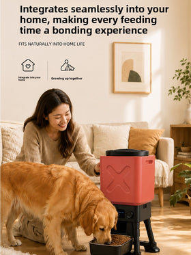 14L Automatic Dog Feeder with Stainless Steel Bowl, Timed Portions and Battery Backup