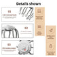 Infographic of the scalp massager showing eight dot matrix massage heads, grip claws and charging