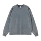 Washed heavyweight oversized long sleeve tee in purple hanging from the front