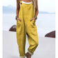 Womens printed sleeveless overall jumpsuit with button adjustable straps and front pockets