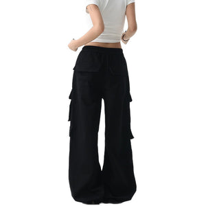 Wide-leg cargo pants showing relaxed leg drape