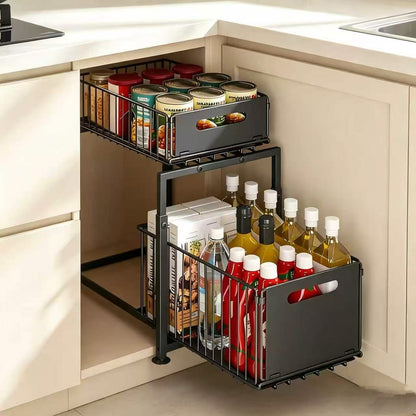 Pull-out Double Layer Kitchen Organizer Rack