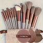 13 piece makeup brush set, angled brush and liner brush detail