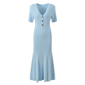 Elegant V-neck Knitted Dress