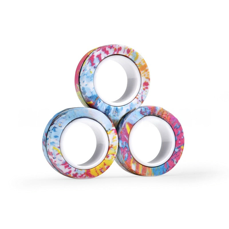 Magnetic fidget rings used for stress relief sensory play