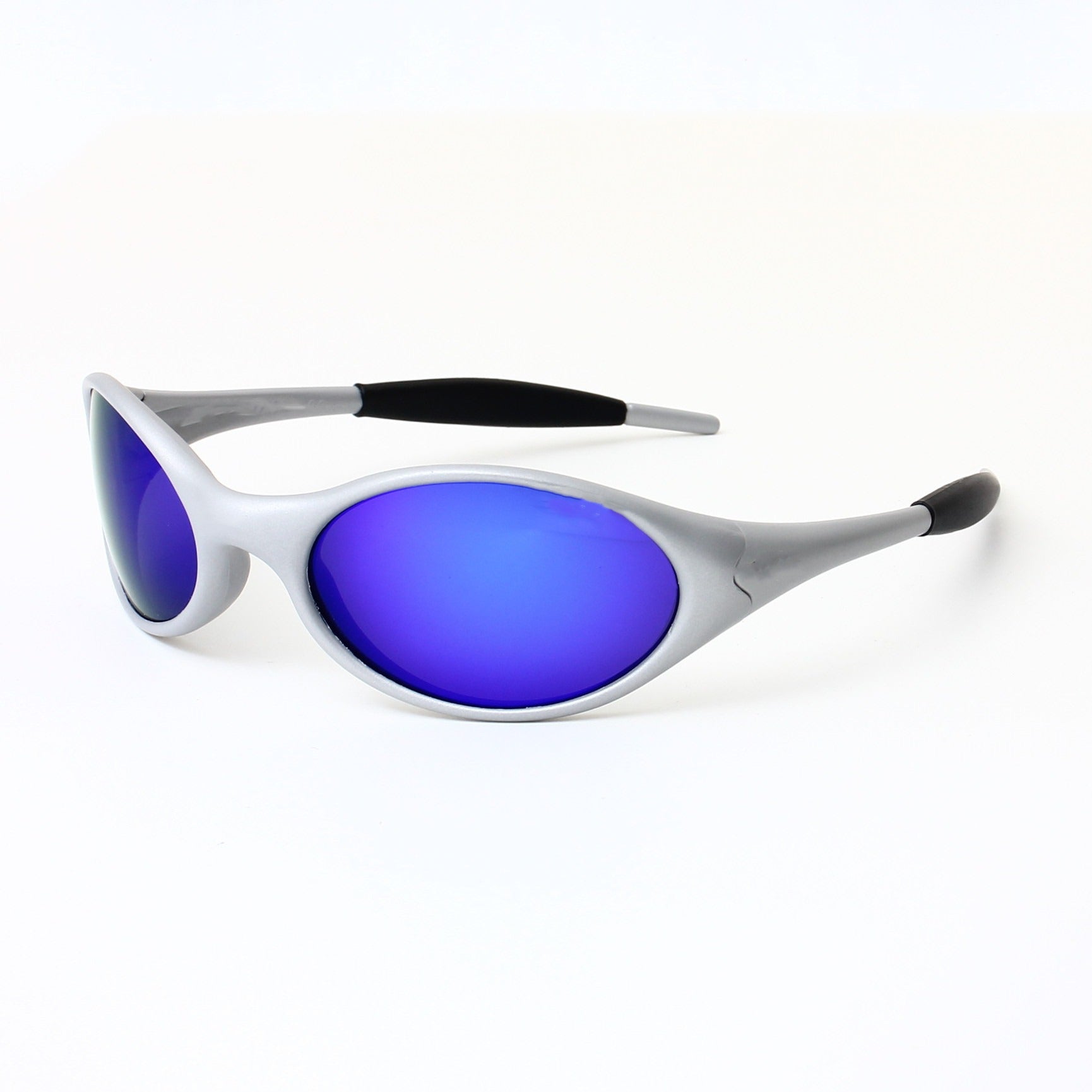Close up of the tinted lens surface and frame edge on the sport sunglasses