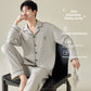 Men's Cotton Long Sleeve Pajama | side profile detail close up