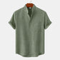 Mens Stand Collar Casual Button Down Short Sleeve Shirt