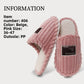 Pink ribbed plush slippers on a light information panel listing sizes 36-47, image of the 36-37 option