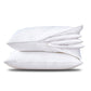 Side zip of the down pillow opened to show its three removable inner layers